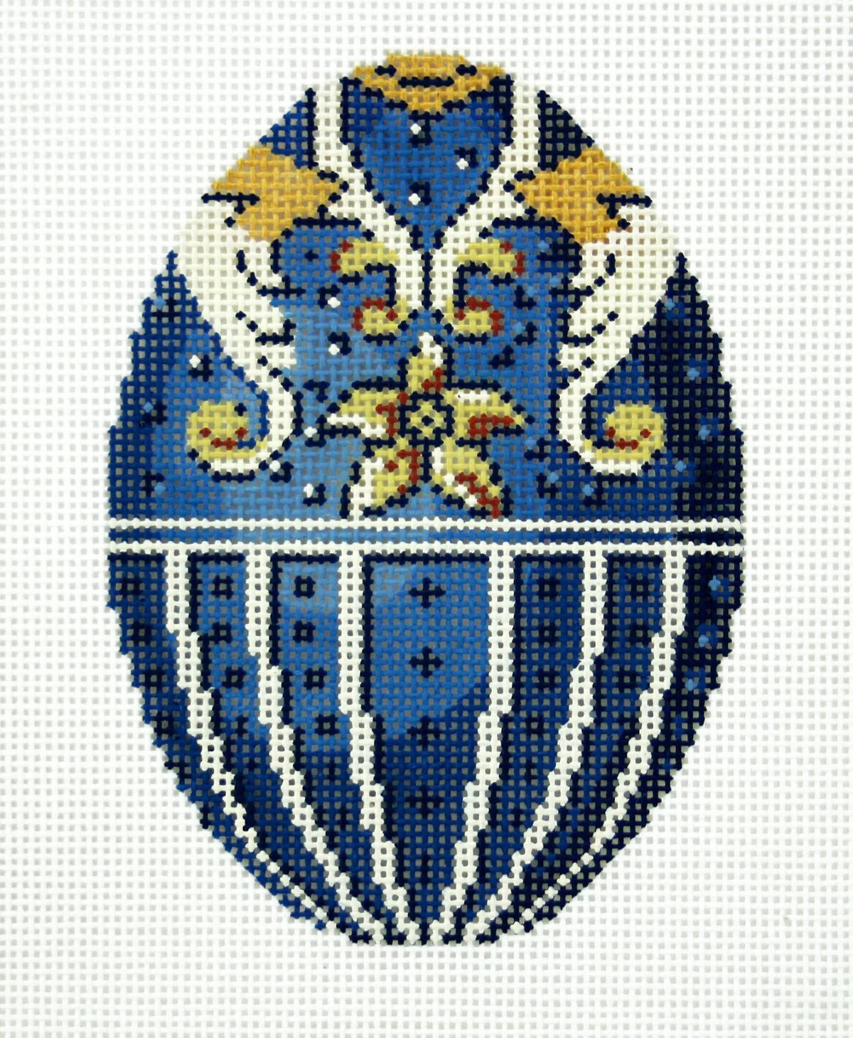 XM495 - Faberge Egg - Yellow Flower on Blue