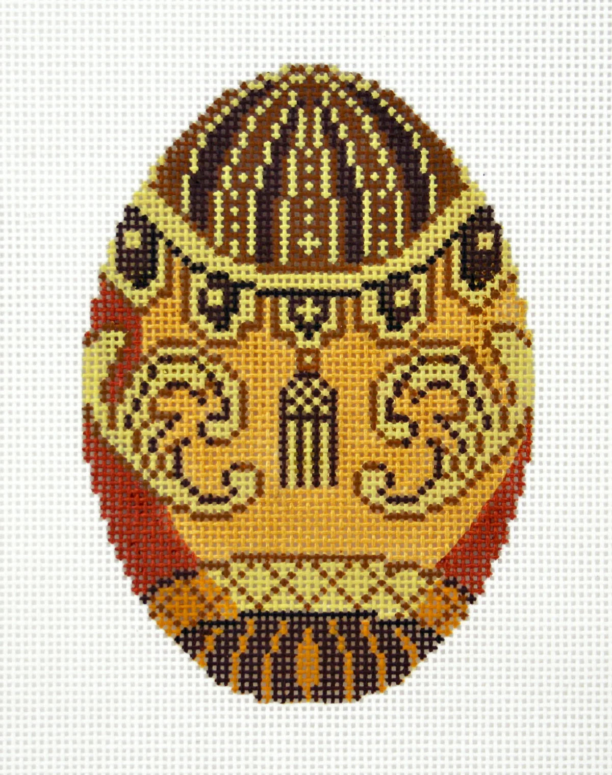 XM497 - Faberge Egg - Yellow and Black on Orange
