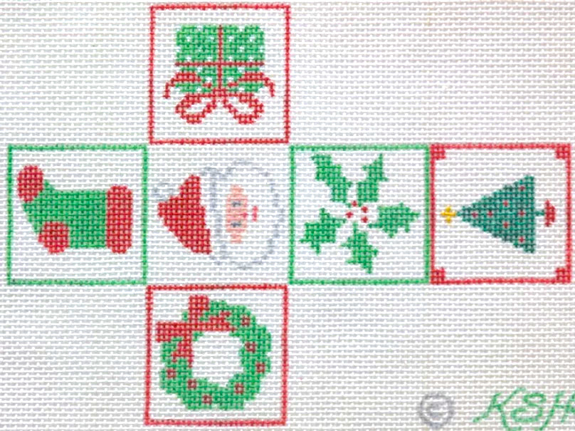 XMCU-02 - Cube with Santa, Holly, Gift, Wreath, Stocking and Tree