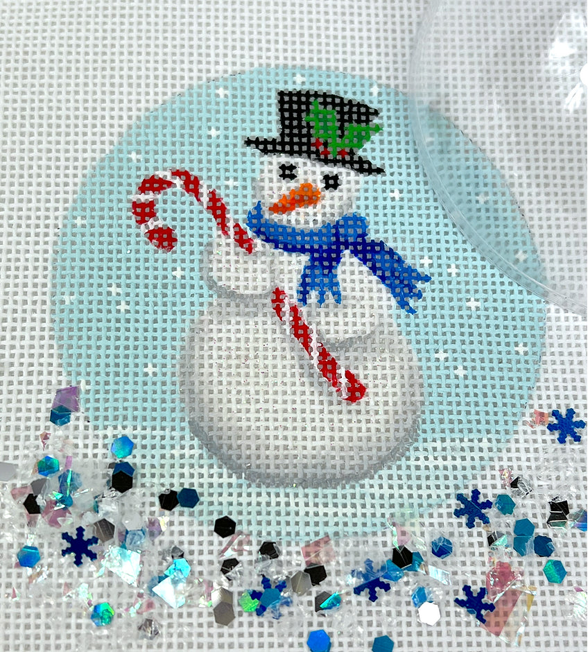 XMD-09 - Clear Dome and Confetti - Snowman with Candy Cane