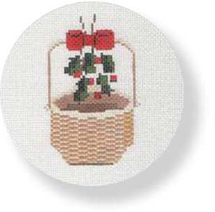 MBM-XO2 - Nantucket Basked - Holly & Ribbon Handle