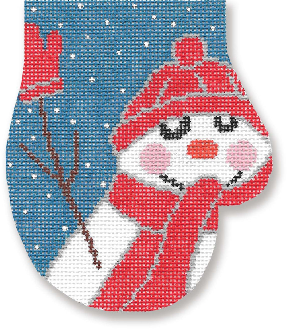 LM-XO28 - Snowman with Red Scarf - Mitten Shape