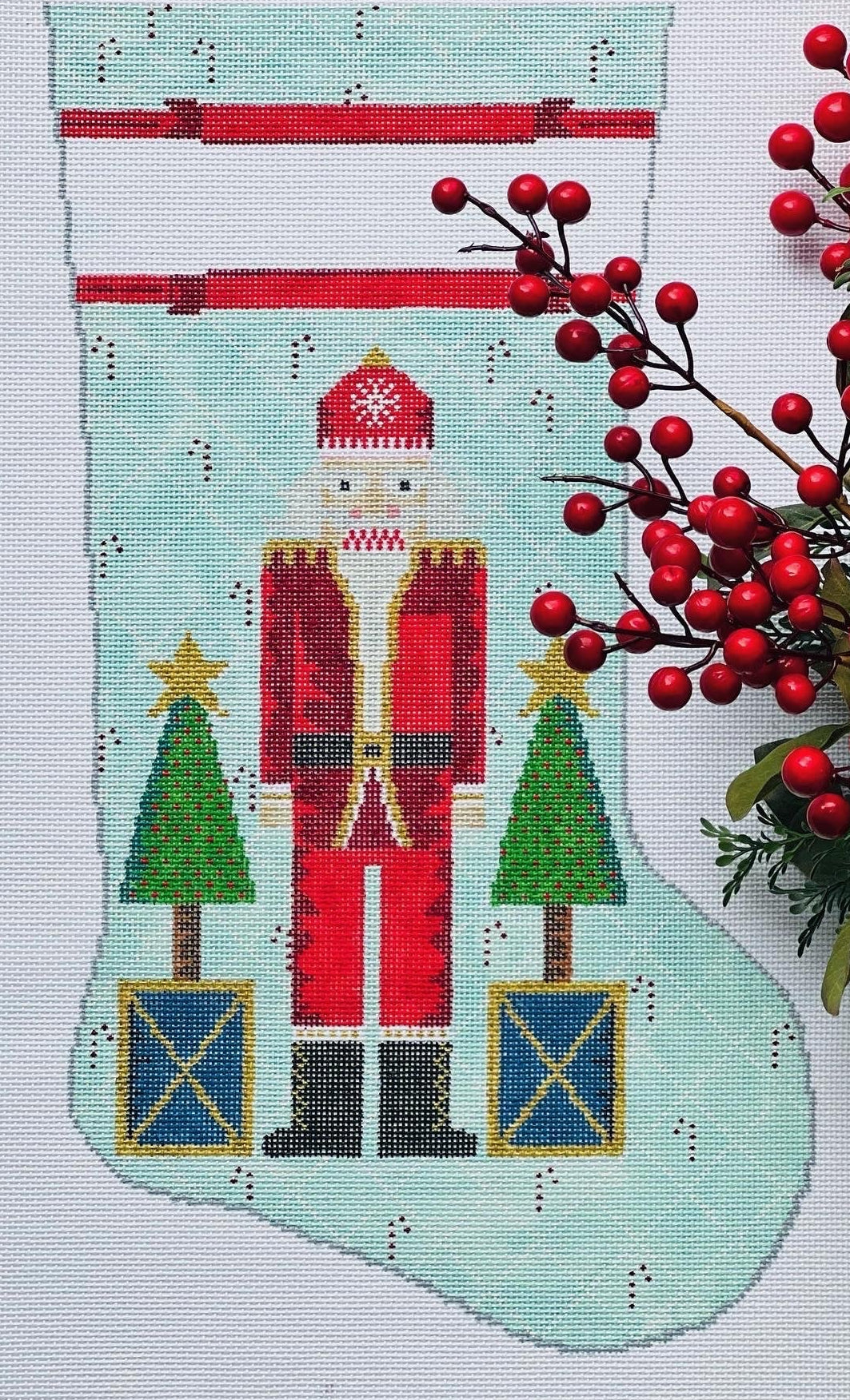 KCD7614 - Santa Nutcracker with Stars on Blue Stocking