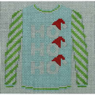 KK-O199AB - Sweater - Ho Ho Ho on Blue with Red Hats Green Sleeves