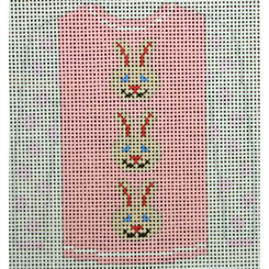 KK-O208U - Sweater - 3 Brown Bunny Faces on Pink