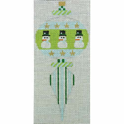 KK-O218V - Round with Pinpoint Bars Snowman Blue Green