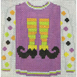 KK-O220P - Sweater - Witch Shoes with Green and Orange Tights