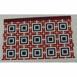 KK-P184D - Squares and Lattice - Red and Blue