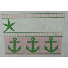 KK-SC1 - Stocking Cuff - Starfish and Anchors Pink and Green