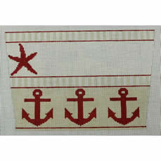 KK-SC3 - Stocking Cuff - Starfish and Anchors Red and Khaki