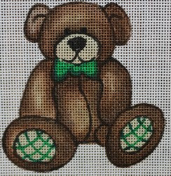 R572 - Brown Teddy Bear with Green Bowtie