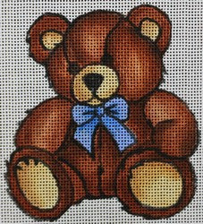 R575 - Dark Brown Teddy Bear with Blue Bowtie