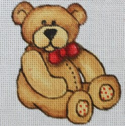 R577 - Light Brown Teddy Bear with Red Bowtie