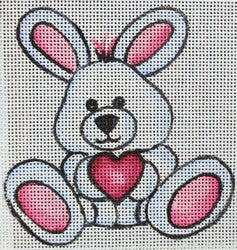 R579 - White Bunny with Pink Heart