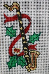 R634 - Saxophone with Holly and Berries Ornament