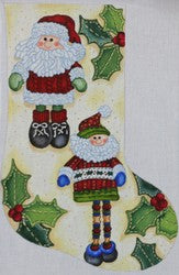 R636 - Yellow Stocking with Santa and Elf
