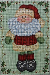 R641 - Mint Green Elf Santa with Holly and Berries