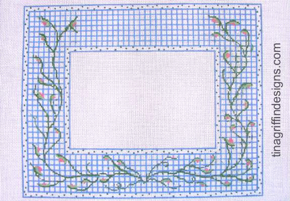 FR-001V - Blue & White Check Frame with Vines