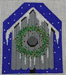 WS738B - Gray Wreath Bird House Ornament