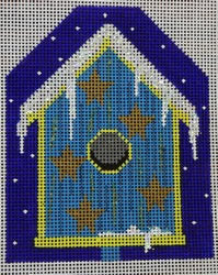 WS738C - Blue Stars Bird House Ornament