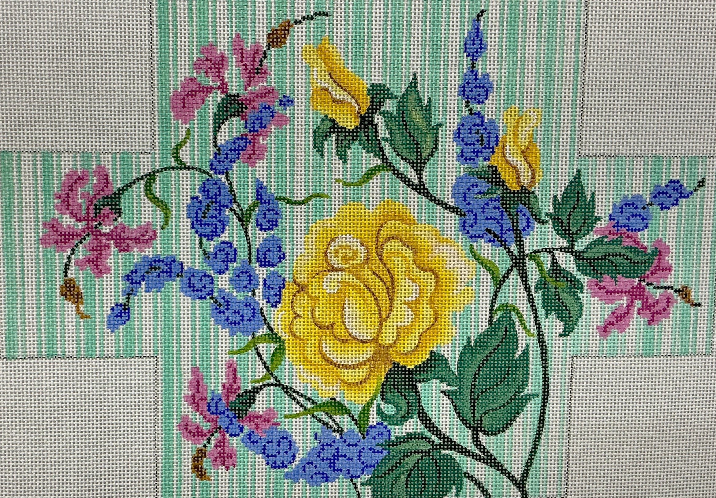 1092 - Floral on Stripe Brick Cover
