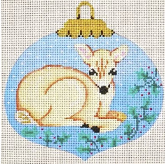 11058 - Sweet Fawn on Blue Ornament