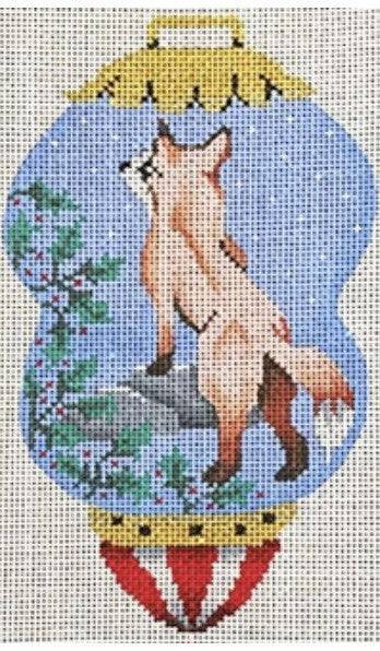 11061 - Sweet Fox on Blue Ornament