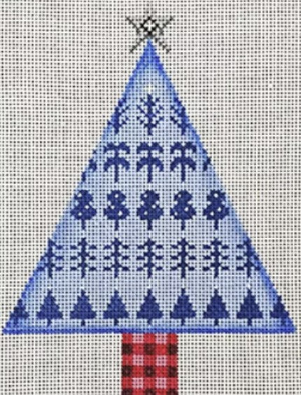 11815 - Blue and White Tree with Red Trunk
