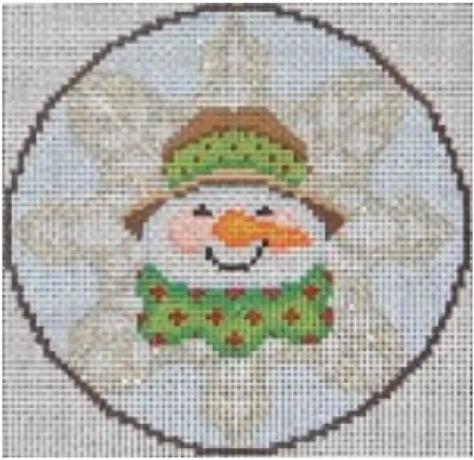 ND1385O - Snowman with Green and Red Scarf Round