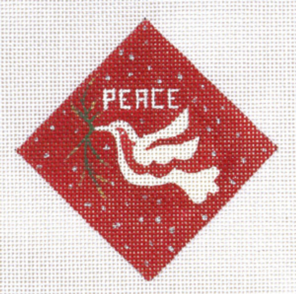 188260 - "Peace" Red and White Dove Diamond