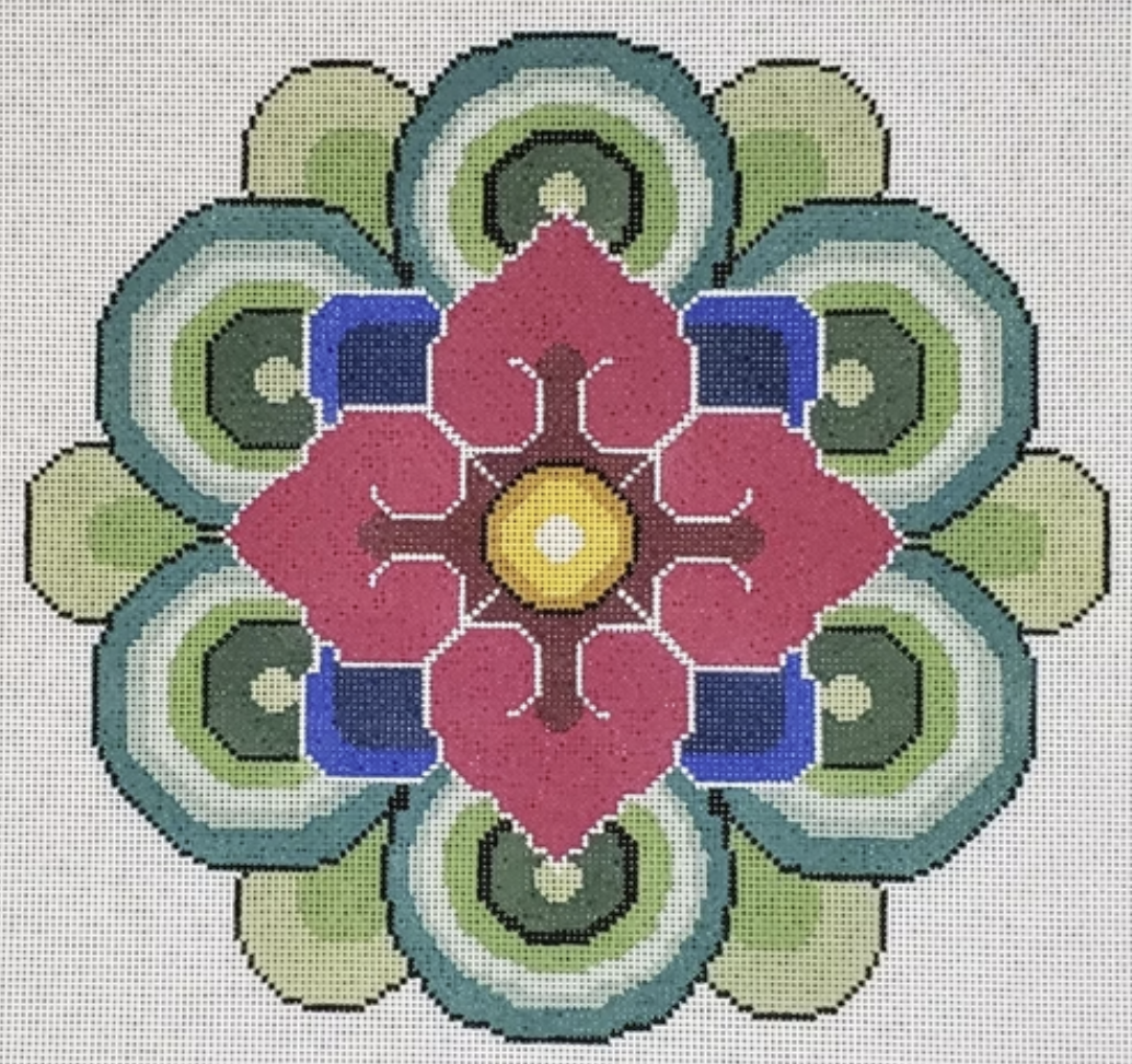 LL-PW-18A - Pink/Blue Mandala Flower Pillow