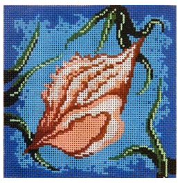 2002 - Conch Shell with White Coral on Aqua