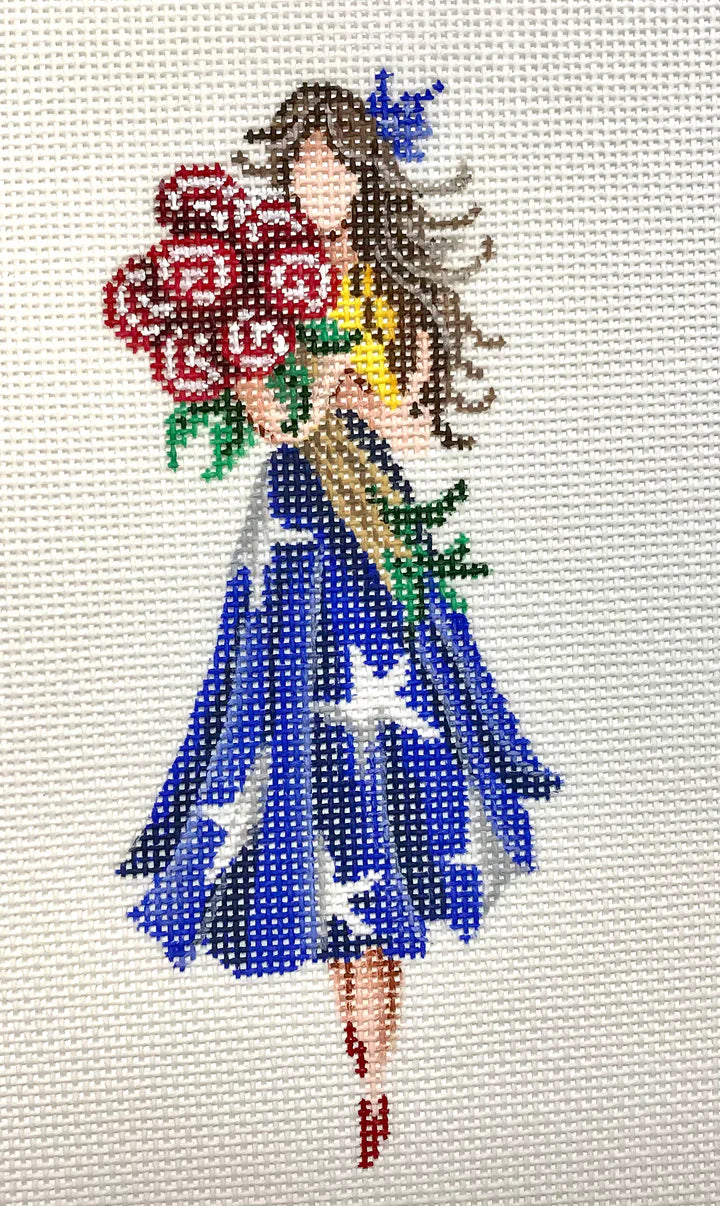 20127 - Ornament - July Girl with Red, White and Blue