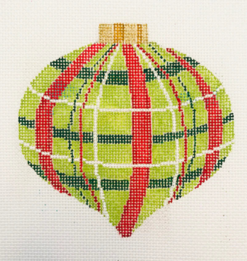 21-135 - Retro Green and Red Plaid Ornament