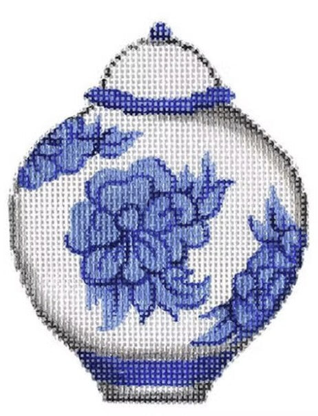 2135 - Blue and White Single Pot with Peony