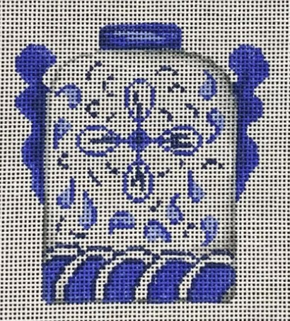 2136 - Blue and White 2-Handled Pot