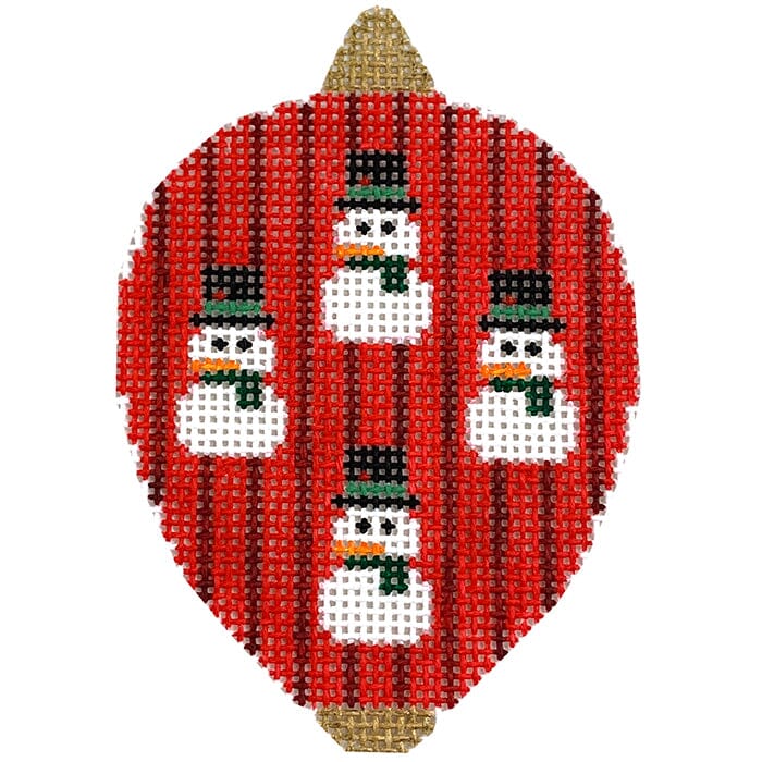 KK-O218P - Bauble Gold TB Snowman on Red Stripes