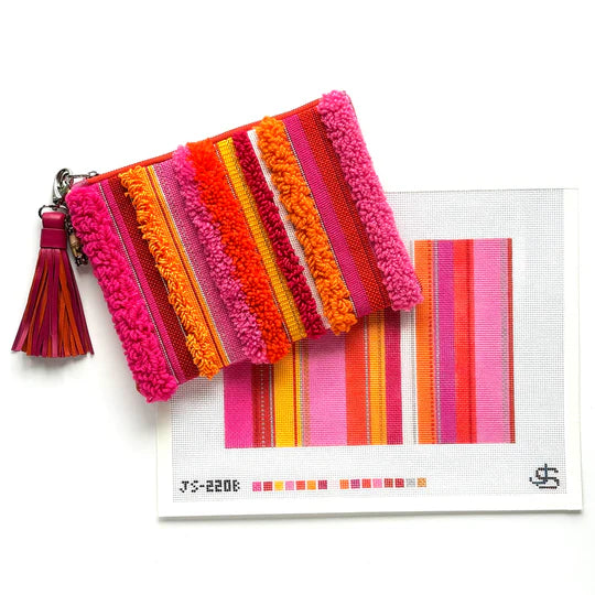 JS-220B - Tufted Stripe in Pink and Orange with Guide