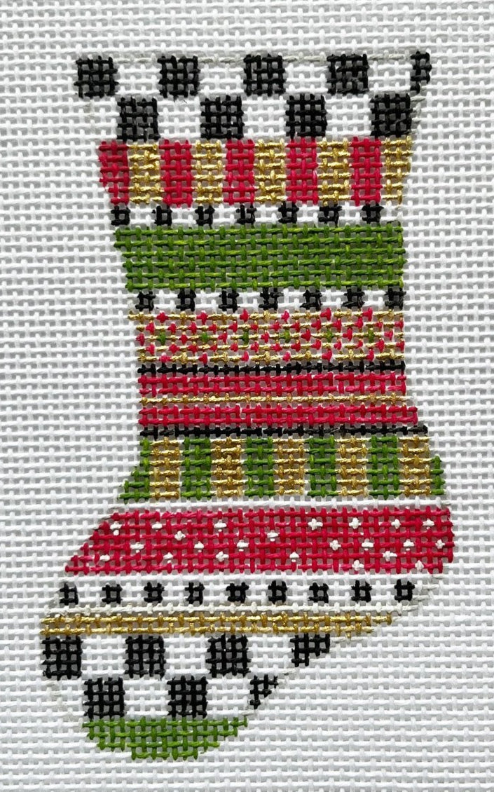 23-313 - Mini Green, Red and Gold Stocking