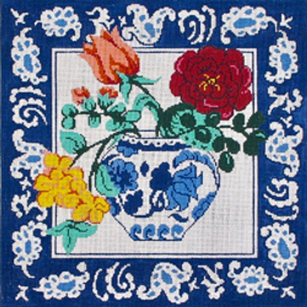 269 - Blue and White Pottery with Mixed Flowers