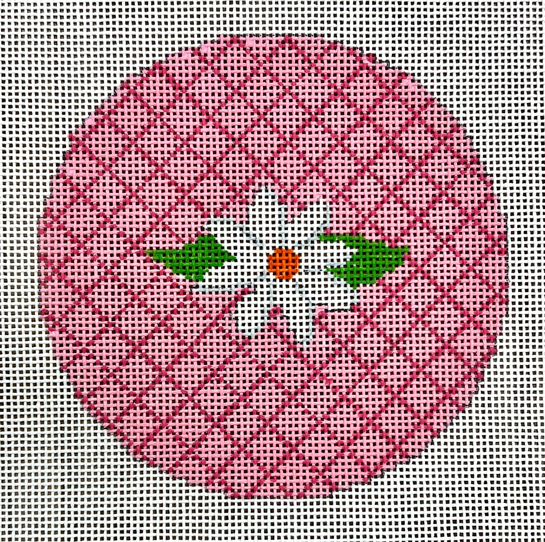 KK-O207A - White Flower on Pink Lattice