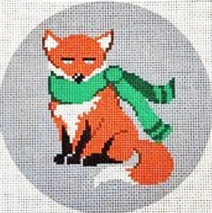 3627 - Sitting Fox with Green Scarf