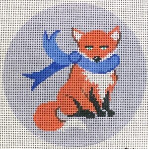 3628 - Sitting Fox with Blue Scarf