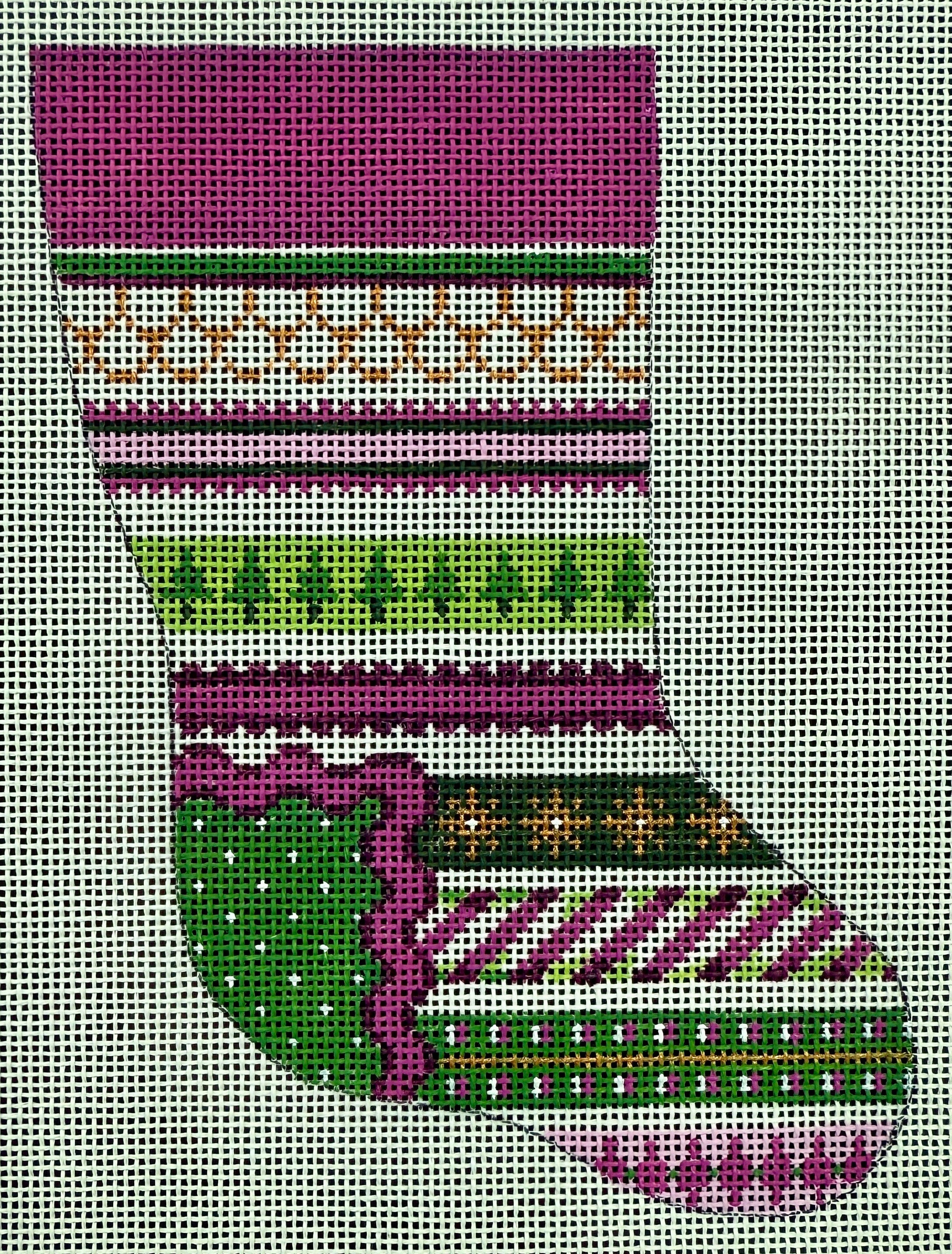 93106 - Ornament -Mini Stocking, Pink Patterns