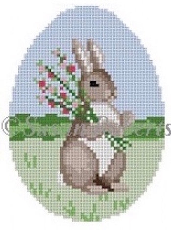 445 - Rabbit In Flowers 4" Egg