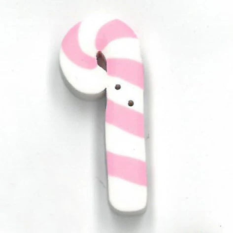 Small Flat Pink Candy Cane Button