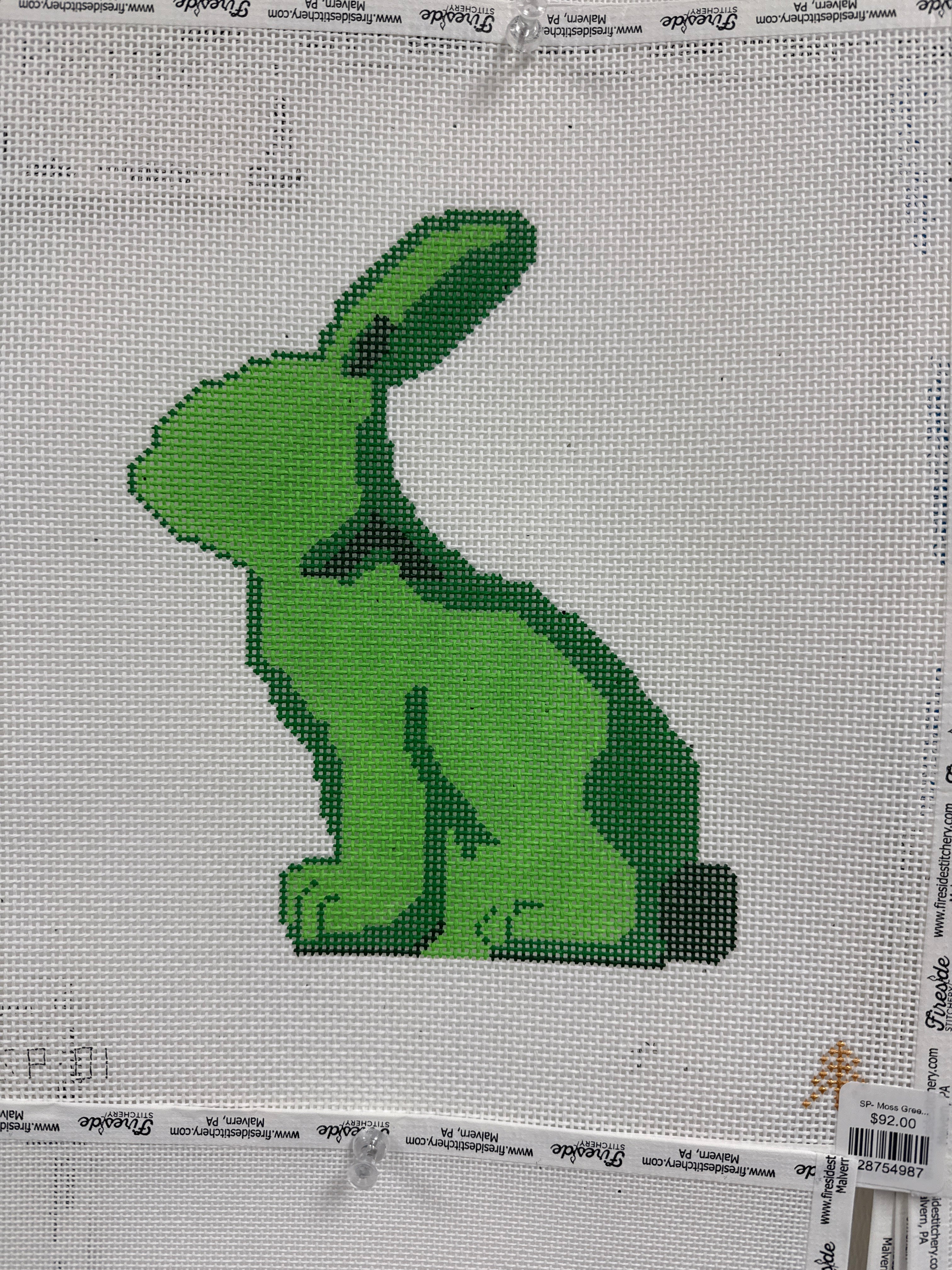 SP- Moss Green Bunny Canvas - 13ct Left Facing