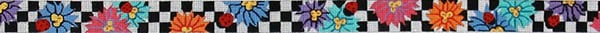 543 - Ladybug Floral on Black/White Check Belt