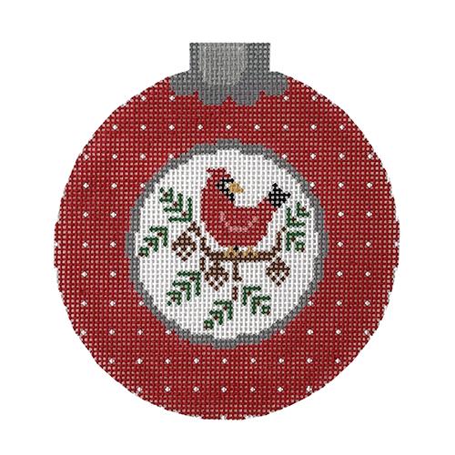 CO57A - Cardinal on Red Ornament