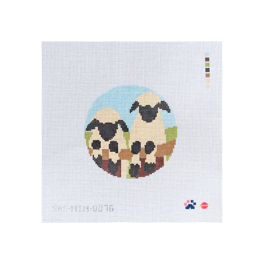 SAS-NIN-076 - Two Sheep on Fence Round